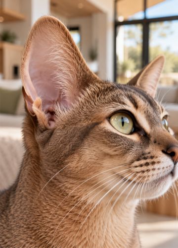 Close-up of a cat's ear showing the pinna and outer ear fold
